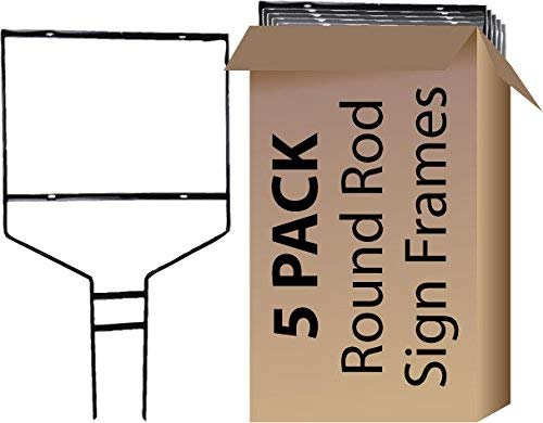 Round Rod 'Banjo Style' Real Estate Yard Sign Frames, 18x24 inches, Black Metal, Rustic Style