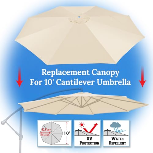 Auvent de remplacement parasol 3.6m imperméable pour structure à baleines de jardin
