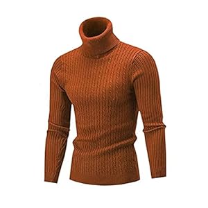 Zachte trui voor heren Heren Turtleneck Sweater Herfst Winter Heren Rollneck Warm Gebreide Sweater Houd Warme Mannen Jumper Gebreide truien (Color : Brown, Size : (70-80KG))