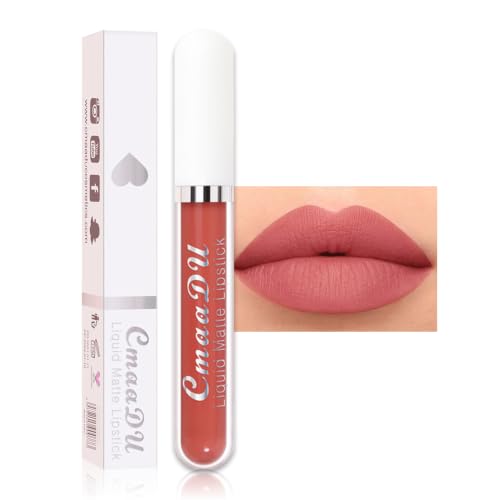 Image of evpct 1Pcs Nude Pink Liquid Matte Lipstick Lipgloss Set for Women, labiales mate 24 horas originales matte larga duracion 24 Hour Lipstick Lip Stains Long Lasting Waterproof 24, 01#
