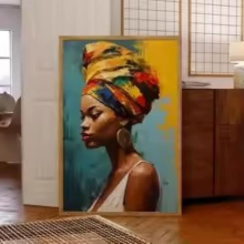Peinture de femme africaine affiche art mural salon 50x70cm