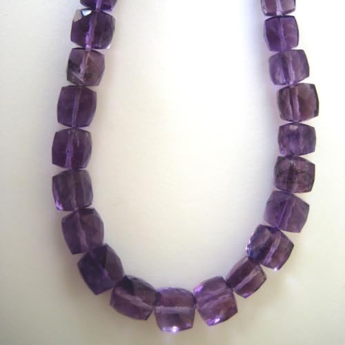 Améthyste pour collier sans défaut : cubes facettés naturels 6mm de qualité