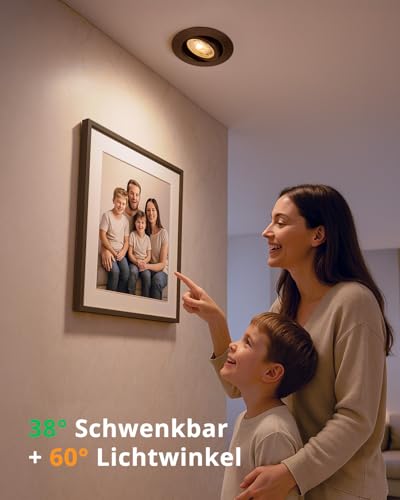 BOJIM LED Spots 230V Schwarz Dimmbar, IP44 Einbaustrahler LED 68mm Lochmaß, Metall Warmweiß Kaltweiß Neutralweiß, Deckenspots 7W Flach für Bad Küche Wohnzimmer, 6er Set