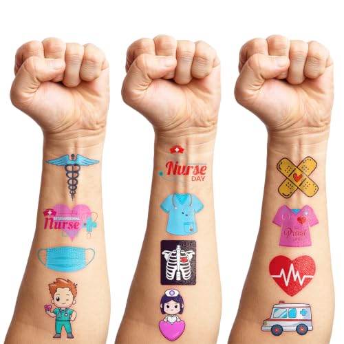 96 PCS Nurse Pre-cut Temporary Tattoos for Kids Sticker Ambulance