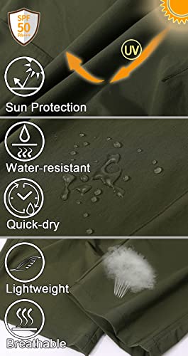 Women's Hiking Capris Pants Quick Dry Outdoor Cargo Cropped Water Resistant Upf 50 Casual Pants With Zipper Pockets Army Green L #TOP3