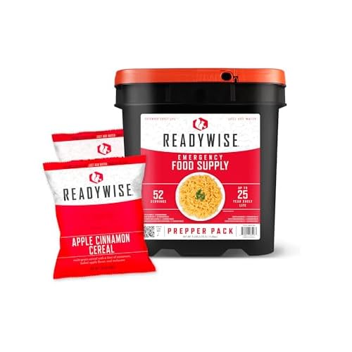 ReadyWise Prepper Pack Bucket – 52 Servings Emergency Food Supply, Survival Kit, Protein Meals, Dehydrated & Freeze Dried Food, Ready to Eat Camping Essentials, up to 25 Year Shelf Stable Life