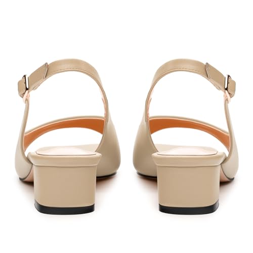 Womens Low Heel Slingbacks, Square Peep Toe Block Heel Sandals for Women, Comfort Heeled Casual Shoes4