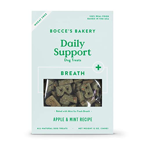 Bocce's Bakery Breath Daily Support Treats For Dogs, Wheat-Free Dog Treats, Made With Real Ingredients, Baked In The Usa, Supports Oral Health, All-Natural Apple & Mint Biscuits, 12 Oz #TOP9