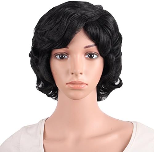 MapofBeauty 11.8 Inch/30 cm Special Elderly Short Curly Fashion Wigs(Black)