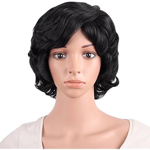 MapofBeauty Black Short Curly Wig Cover