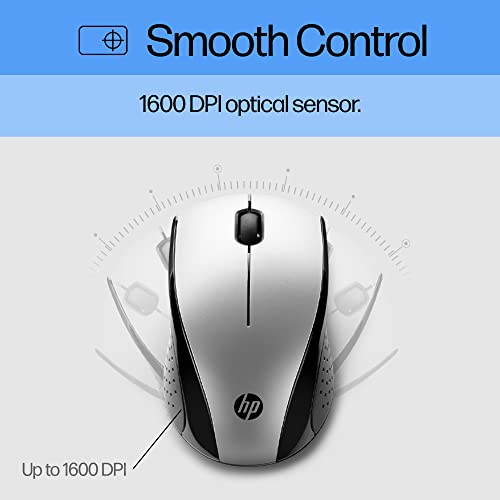 Image of HP X3000 G3 Wireless Mouse Silver, up to 15-Month Battery,Scroll Wheel, Side Grips for Control, Travel-Friendly, Blue LED, Powerful 1600 DPI Optical Sensor, Win XP,8, 11 Compatible (683N9AA#ABL)