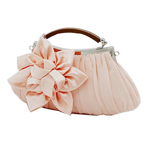 kingluck Floral Embellish Sheer Chiffon Exterior Party Clutch-evening Out Collection (champage)