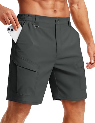 TACVASEN Mens Cargo Hiking Shorts 7 Inch Quick Dry Stretch Tactical Work Shorts for Men Outdoor Casual Summer with 6 Pockets Darkgrey 36