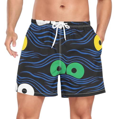 Pantalones cortos de natación de secado rápido que evitan rozaduras diseño ojos azul negro