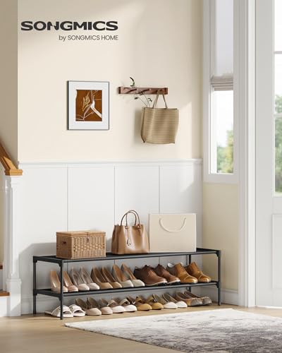 Image of SONGMICS Shoe Rack, Space-Saving, Entryway, Metal Frame | Space-Saving Shoe Storage Organizer, Non-Woven Fabric Shelves, ULSH032BH01