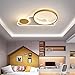 Cartoon Cloud Shape LED Ceiling Light, Three-Color Metal Acrylic Flush Mount Lamp for Girls' Bedroom, Nursing Room, 28W (Gold)(Gold)