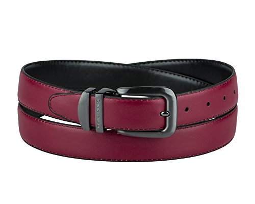 Reversible Belt Solid Colors Black Bonded Leather Pewter-Tone Buckle XL