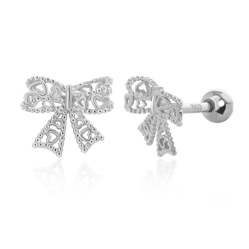 Boucles d'Oreilles Nœud Argentées Hypoallergéniques avec Fermoir Boule Protecteur Meissa