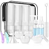 JBYAMUS 16 Pcs Silicone Bottles Set, Leak-Proof Design, Travel Size, TSA Approved for Toiletries, Portable Containers for Women (White-White)