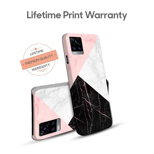 Image of COLORflow Back Cover Compatible with Vivo V20 | Beautiful Black White Pink Marble | Designer Printed Hard CASE Bumper Back Cover Compatible with Vivo V20