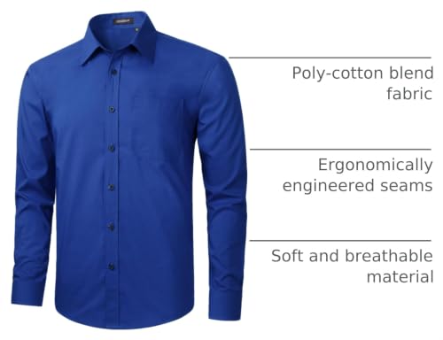 Image of HISDERN Mens Dress Shirts Long Sleeve Button Down Casual Shirts for Men Inner Contrast Formal Business Tuxedo Wedding Shirt