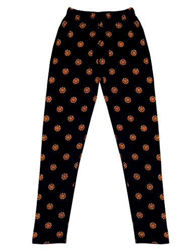 Image of IndiWeaves Girls Set of Black Printed Leggings Pack of 3
