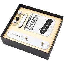 6 Strings Saddle Bridge Plate Prewired 3 Way Switch Control Plate Neck Pickup Set for Squier Telecaster Electric Guitar Replacement Parts Chrome