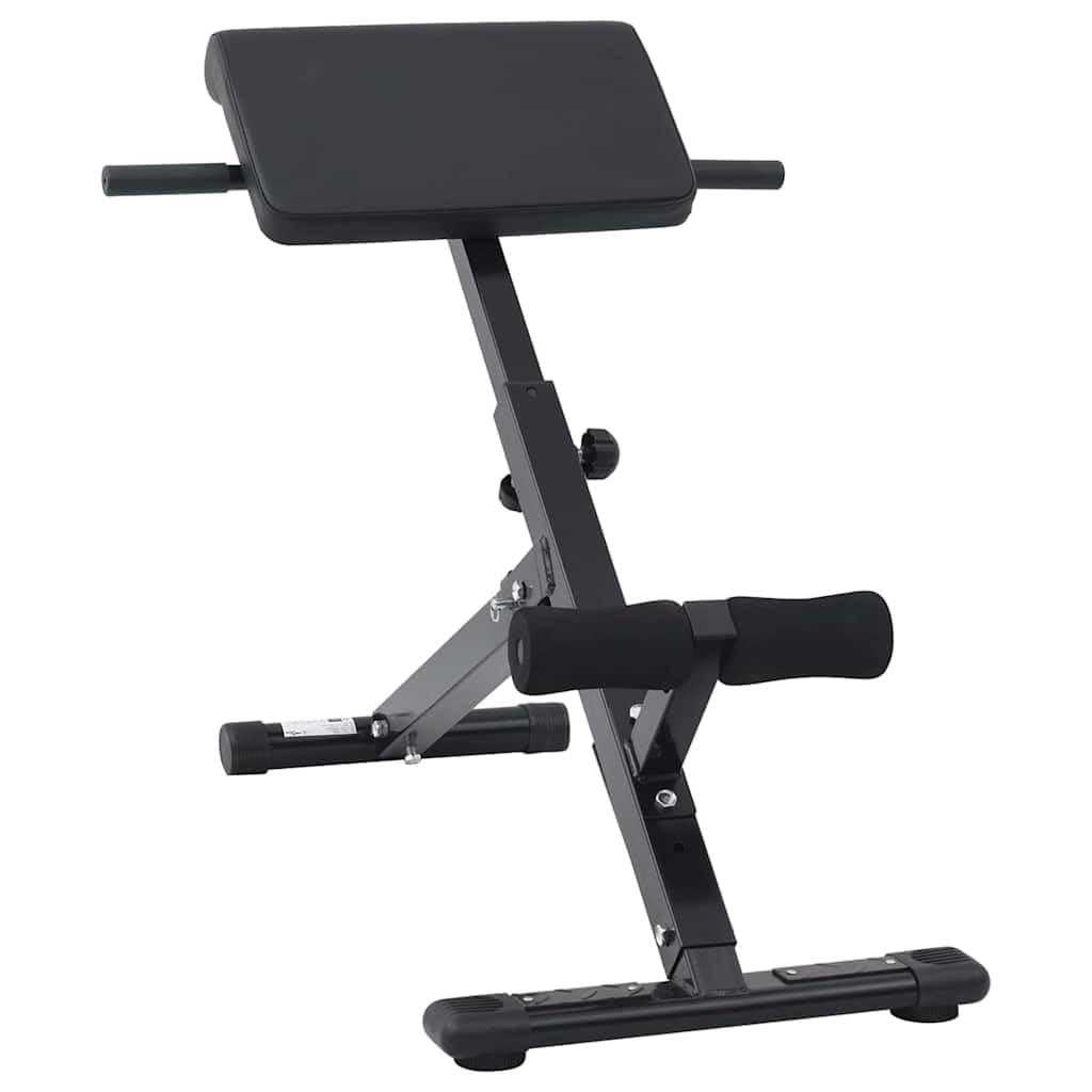 Ławka Hyperextension czarna ze stali malowanej proszkowo, 100,5 x 70 x 78 cm, składana i regulowana, do treningu siłowego, pleców, mięśni brzucha, ćwiczeń wewnątrz