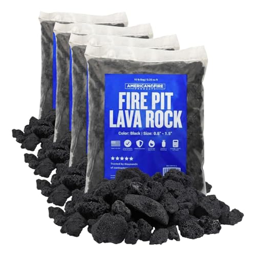 Image of American Fire Products-Medium Lava Rock-Use in Fireplace,Fire Pit,Bowl-Outdoor,Indoor Volcanic Rock for Natural Gas /Propane Fires-Decorative Landscaping-10 lb Bag, 1 /2 inch to 1 inch thick x 10 lb (Pack of 4)