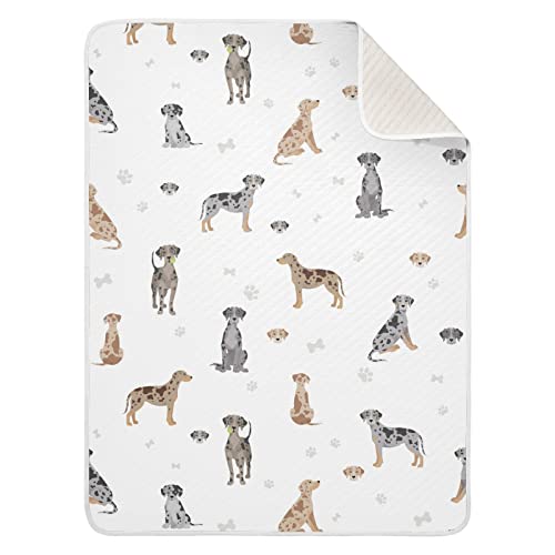 Image of Catahoula Leopard Dog Swaddle Blanket - Cotton Receiving Blanket for Infants, Lightweight Soft Swaddling for Crib, Stroller, Nursery, Puppy, 30x40 in