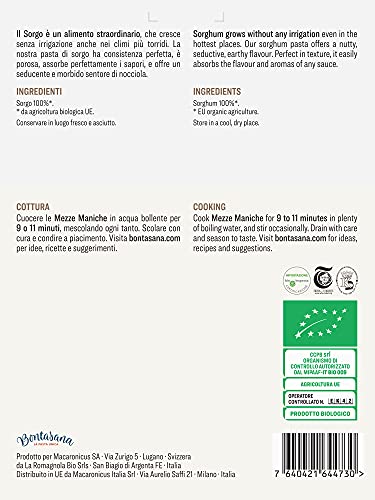 Bontasana · Mezze Maniche di Sorgo 100%, pasta