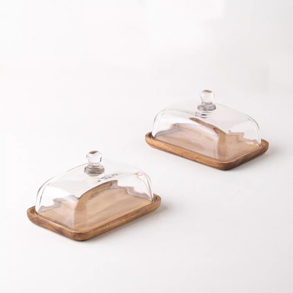 Beurrier en verre avec couvercle pour plan de travail, rangement de cuisine, accessoire cuisine, beurre, fromage, conteneur