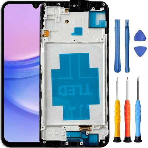 Foufinin for Samsung Galaxy A15 Screen Replacement for Samsung A15 4G / 5G Screen Replacement with Frame A156u A156e A156w S156dl S156vl LCD Display Touch Digitizer Assembly with Tools Black
