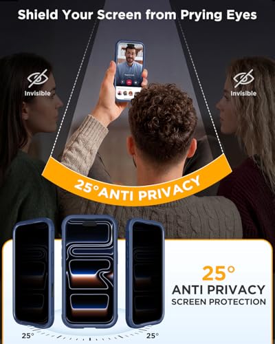 Image of miracase for iPhone 17 Pro Privacy Series Case, Magsafe, Deep Blue | Built-in Privacy Screen Protector | 360 Full Protection | Colored Bezel & Clear Back | Shock-Absorbent | 6,3 Inch
