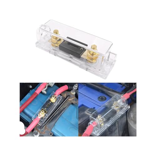 Norkmdi 200 Amp ANL Fuse Holder Kit, Gold Plated 200A Fuse with Box Block for Radio Audio Amplifier Electronic System, Auto Circuit Protection Accessories, Compatible with 12V/24V System