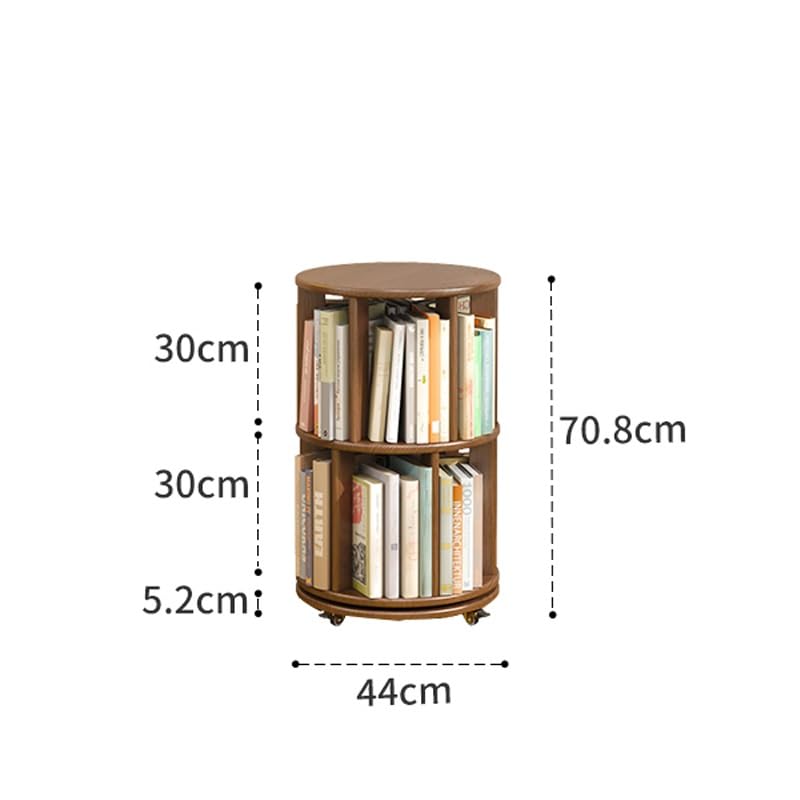 Estantería giratoria 360° pequeña de madera natural con estantes 3