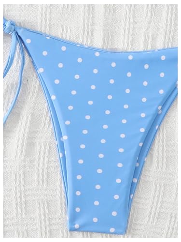 Image of SOLY HUX Women's Polka Dots Print Bathing Suit Halter Triangle Tie Side Bikini Sets Two Piece Swimsuit