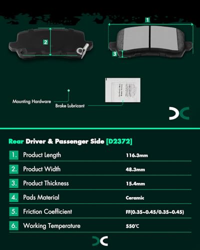 Image of SCITOO D2089 D2372 Front & Rear Ceramic Brake Pads Sets Replacement For Honda For Odyssey 2021 2022 2023