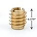 E-Z LOK Knife Threaded Insert for Hard-Wood, Brass Thread Inserts 8-32 Internal Threads, 0.375