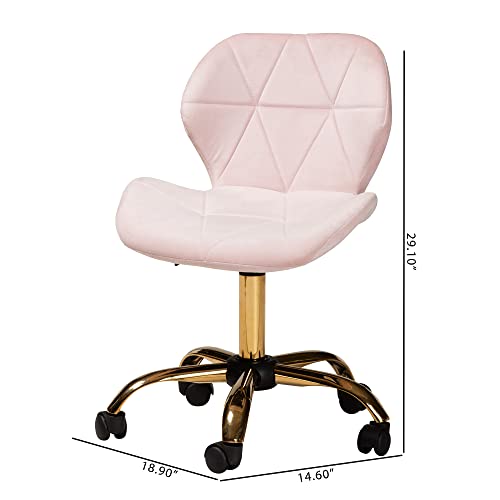 Baxton Studio Savara Office Chair, One Size, Blush Pink/Gold #TOP2
