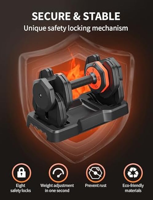 LEEKEY Adjustable Dumbbells, Dumbbells with Anti-Slip Handle for Exercise & Fitness Fast Adjust Weight, Innovative Workout Equipment, Dumbbell Set Adjustable Weight