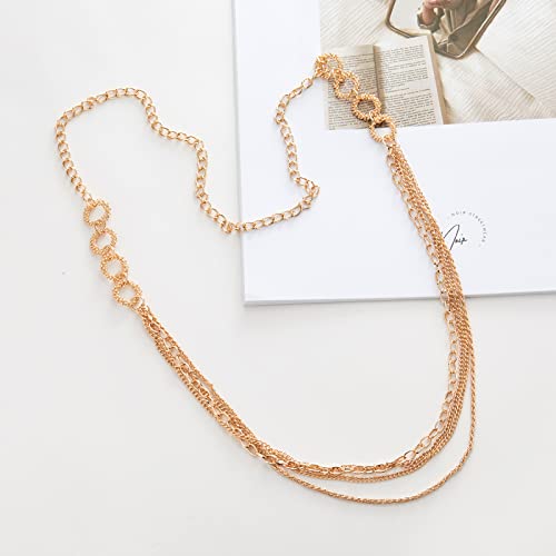 Noessla Long Gold/Silver Chain Layered Necklace For Women Boho Multi-Strand Rope Chains Statement Collar Necklace Silver Jewelry Gift(Gold) #TOP1