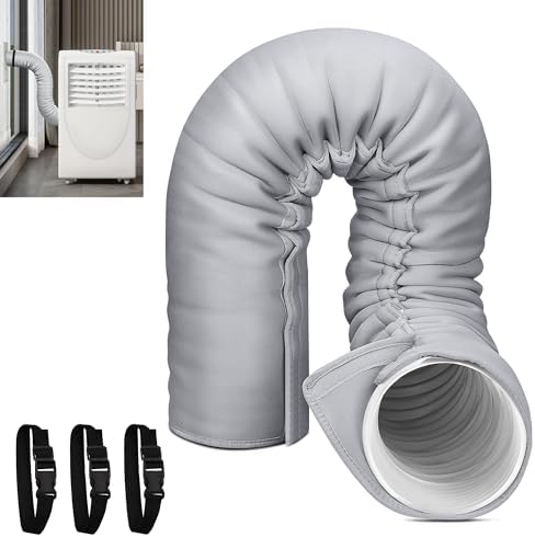 Benasan Manchon d'isolation portable pour tuyau AC, chlorure de polyvinyle, gris clair, convient pour tuyau d'échappement de 12,7 à 15 cm de diamètre, installation facile, housse de protection