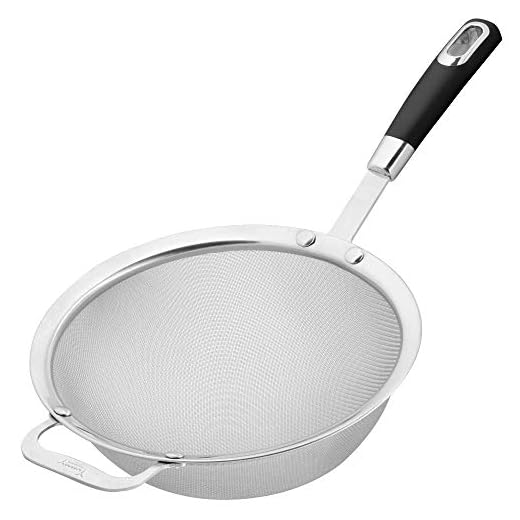 9" Large Fine Mesh Strainer with Sturdy Handle - Sieve Fine Mesh Stainless Steel - Ideal Quinoa Strainer