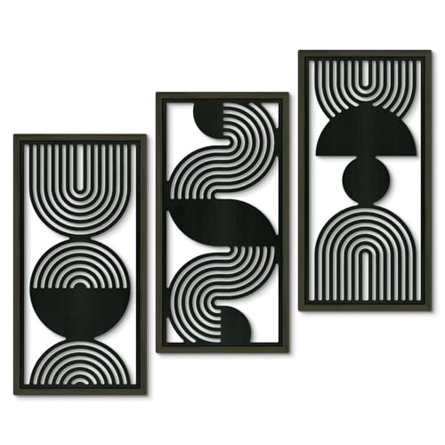 Putuo Decor Modern Minimalist Wall Art Set of 3, Black
