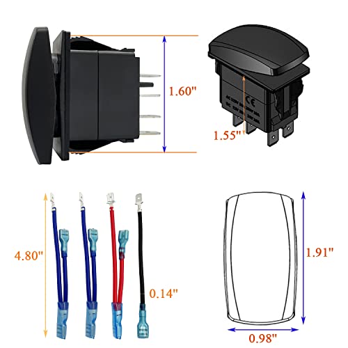 Bacautoparts Blue Backlit Headlight High Low Beam Rocker Switch 7Pin On-Off-On Dpdt Toggle Switch For Car Truck Jeep Yj Automotive Trailer Tractor Truck Utv Pickup Rzr 12V 24V #TOP4