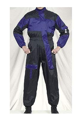 Billys Biker Gear 1 Piece Motorcycle Rain Suit Black/Blue Medium