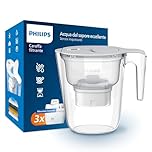 Philips Water Caraffa filtrante + 3 Cartucce Filtranti di Ricambio, Filtrazione Avanzata, Flusso rapido, Timer elettronico, filtra Cloro, Calcare, Metalli Pesanti e Microplastiche, Bianco, 2.6 Litri