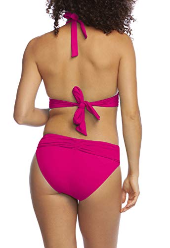 La Blanca Women's Standard Island Goddess Shirred Banded V-Neck Halter Bikini Top, Pink, 4 #TOP1