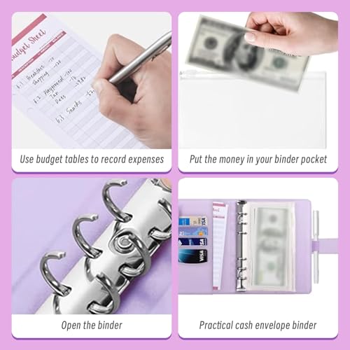 Cuaderno de presupuesto A6 organizador de dinero en efectivo con sobres y papel de control 3
